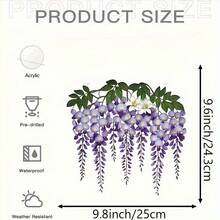 1件2D平面印刷紫藤花装饰品，9.84英寸 x 9.45英寸亚克力花园时尚眼镜造型，自然装饰，甜美风格，优雅悬挂装饰，是提升客厅、卧室、走廊或任何空间美感的理想之选。 - A - 查看 2