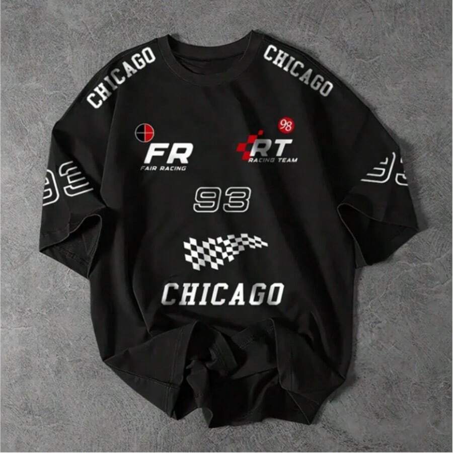 Streetwar Chicago 93 Racing T-Shirt - Premium Material - Reinforced Stitching - Black - View 1