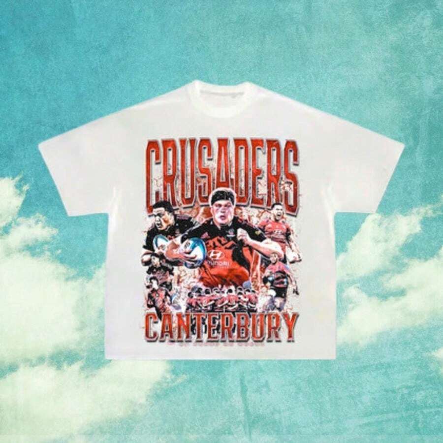 Canterbury Crusaders Rugby Graphic T-Shirt _ Super Rugby Fan Tee - 白色 - 查看 1
