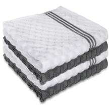 4 Pack 100% Cotton Wash Cloth 12x12 Inch Highly Absorbent And Soft Feel Fingertip Towels  Washable Washcloths For Bathroom Gym Hotel Spa And Kitchen E/Grey - White and Grey 4 Pack - View 9