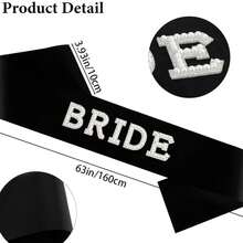 Black Bridal Sash & Veil Party Accessories, Chic & Fashionable Wedding Theme Design, Bridal Shower Decorations, Engagement Gift For Bride - Veil Set - View 2