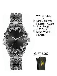 VA VA VOOM Unique Shaped Stainless Steel Strap Watch,Gradient Surface,Cool Men's Quartz Watch,Suitable For Daily Party Occasions Wear - one-size - View 12