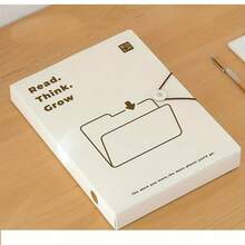 A4 Simple Style File Box, PP Plastic Document Storage Box, Large Capacity Office Supplies File Folder - Beige - View 12