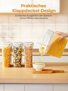 Boîtes de conservation hermétiques avec couvercles, lot de 4, 3,7 L, boîtes de rangement en plastique, saupoudreuses à céréales et contenants pour conserver céréales, cornflakes, spaghettis, etc. Organisateur de cuisine pour le réfrigérateur, rangement pour épices - Voir 5
