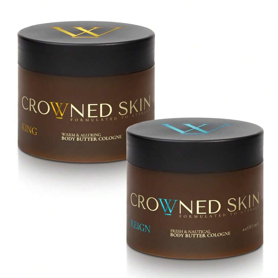 Crowned Skin King And Reign Body Butter Cologne Bundle | New Moisturizing Formula | Skin Care Set With Sandalwood, Leather, Fresh, & Nautical Scents | Natural Shea & Mango Butters | All-Day Fragrance - Nhiều màu - Xem 1