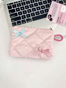 Bolsa de maquillaje con decoración de lazo, bolsa de maquillaje portátil para lápiz labial, bolsa de aseo, bolsa de almacenamiento variado, monedero, bolsa de almacenamiento de toallas menstruales, adecuada para compras, fácil de transportar, adecuada para viajes, adecuada para regalar a amigos y familiares, regalos de cumpleaños, regalos festivos, regalos para damas de honor, recuerdos - Multicolor - Ver 13