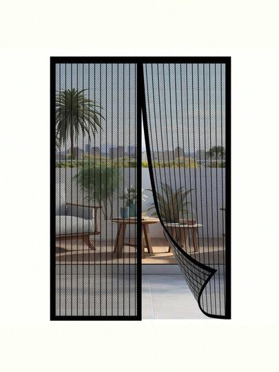 1-4pcs Magnetic Screen Door, Magnetic Closure, Breathable, Thick Mesh, Pet Friendly, Suitable For Front Door, Sliding Door, Anti-Mosquito Screen, Anti-Mosquito Curtain, RV Parts, Anti-Mosquito Net, Standard Width Door - Magnetic Mesh Door And Bug Screen, Black