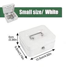 1pc Portable Metal Cash Box With Lock, Dual-Layer Coin Safe With Coin Tray And 2 Keys, Large Size Home/Office/Store Security Money Box, Black - Multicolor - View 15