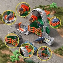 Dinosaur Basic Model Toy, T-Rex Head Storage And Construction Toy Set Includes Base Camp, Transport Truck, Fence And Trees, Suitable For Boys And Girls Creative Role Play - Green - View 5