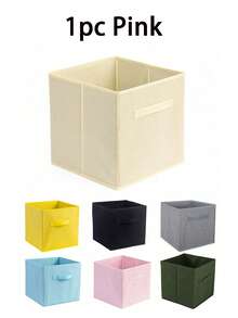 1pc Non-Woven Fabric Colorful Square Storage Box, Foldable Clothes Organizer, Multi-Functional Storage Solution Fabric Storage Cube With Handle, Suitable For Organizing Clothes, Toys, Books, Applicable To Shelves, Room, Wardrobe, Multi-Color - Multicolor - View 14