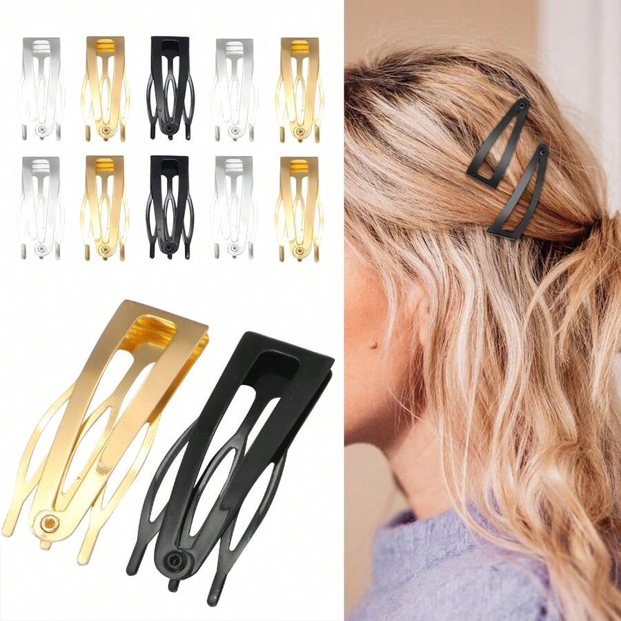 Set de 5 piezas/paquete de Pasadores de pelo de metal triangulares de 4.7cm, Accesorios para el cabello Pasador de flequillo, Suministros para hacer joyas DIY