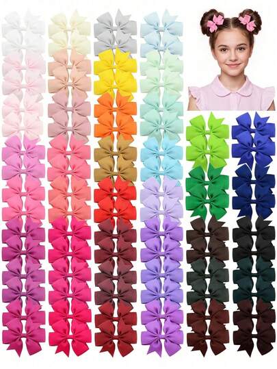 40 piezas de colores aleatorios Lazos de pelo lindos Clips de pelo de cinta de grosgrán Clips de pelo con lazo Pasadores de pelo Accesorios de pelo para niñas para uso diario