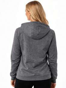 Women's Super Stylish Waterproof Fleece Jacket With Removable Hood, Neoprene - 深灰色 - 查看 3
