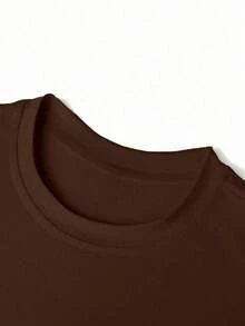 Coffee Club Graphic T-Shirt, Spring And Summer Casual Round Neck Short Sleeve T-Shirt For Plus Size Women - Coffee Brown - View 4