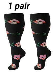 bropite 1/2/4双装加大码新款花卉图案压缩袜，男女通用，尼龙涤纶混纺针织面料，适合健身房、健身、室内/室外跑步、休闲、工作、长途旅行，也适用于篮球、足球、排球、羽毛球、滑冰、滑雪、体操、瑜伽等运动，可作为健身礼物赠送给亲朋好友。 - 彩色 - 查看 33