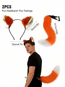 Băng đô và đuôi hình tai thú (kiểu cáo và thỏ), trang phục hóa trang đôi, trang phục dự tiệc, phụ kiện dễ thương, đạo cụ chụp ảnh, tai thú nhồi bông, bộ đôi, trang phục dự tiệc. - Nhiều màu - Xem 1