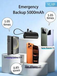 YLYP Mini Portable 5000mAh Power Bank With Stand Holder For Type C Phones, Ultra Compact Type C Power Bank For Travel, Plug-In Battery Pack Travel Cordless Phone Charger, Compatible With IPhone 17/17 Air/16/15 Android Galaxy - Multicolor - View 12