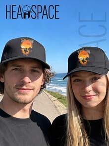 HEADSPACE  Baseball Cap, Unisex Style, 100% Cotton, Breathable And Comfortable. Adjustable Buckle Design Fits All Head Sizes. Suitable For Sports, Outdoor Activities, Indoor Use, Casual Wear And Various Occasions. Ideal Gift For Juneteenth, Father's Day, Mother's Day, Independence Day And The World Cup--Gone Fishin Sunset Fishing Hat With Silhouette Design For Outdoor Enthusiasts And Nature Lovers Casual Cap For Camping Hiking And Relaxing By The Lake - Black - View 2