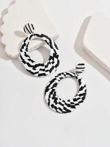 1 Pair Bohemian Handmade Woven Zebra Pattern Earrings, Suitable For Daily And Vacation Outfits - Zebra Stripes - C - View 4