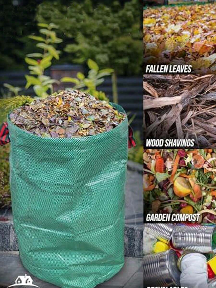 带提手的加厚型花园垃圾袋 - 可重复使用的加厚型花园垃圾袋，用于收集植物、草屑、泥土、树叶等，可重复使用的垃圾袋 - 均碼 - 查看 1