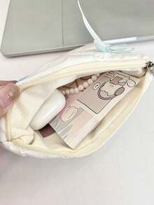 Bolsa de maquillaje con decoración de lazo, bolsa de maquillaje portátil para lápiz labial, bolsa de aseo, bolsa de almacenamiento variado, monedero, bolsa de almacenamiento de toallas menstruales, adecuada para compras, fácil de transportar, adecuada para viajes, adecuada para regalar a amigos y familiares, regalos de cumpleaños, regalos festivos, regalos para damas de honor, recuerdos - Multicolor - Ver 5