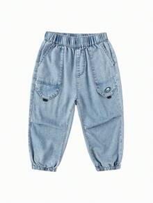 Balabala 男童运动裤，降落伞款式，轻便透气，休闲运动裤 2026 - 牛仔中藍 - 查看 1