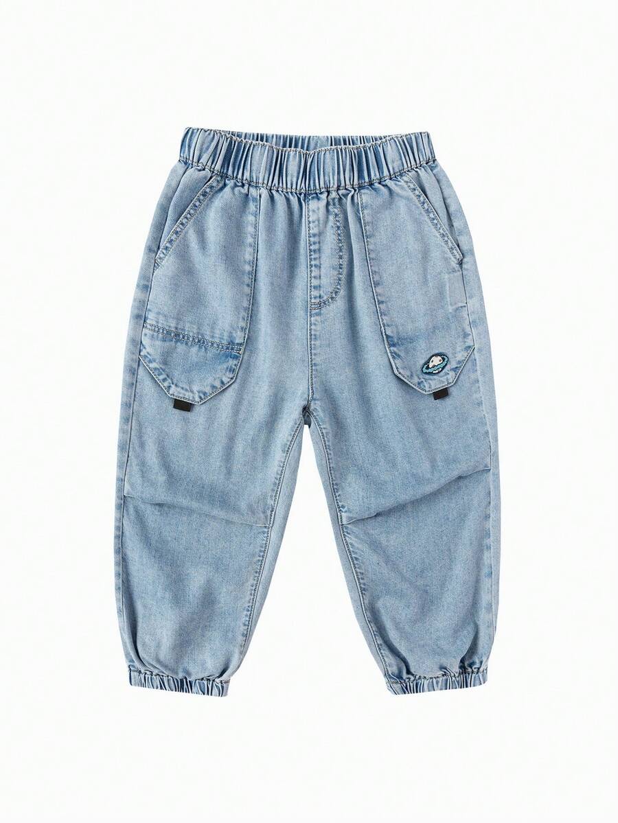 Balabala 男童运动裤，降落伞款式，轻便透气，休闲运动裤 2026 - 牛仔中藍 - 查看 1