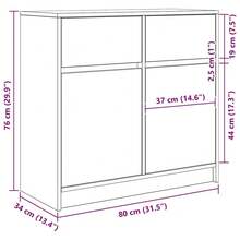 vidaXL Sideboard mit Schublade Eiche Schwarz 80x34x76 cm Holzwerkstoff, Kommode, Schrank, Flurschrank, Anrichte, Küchenschrank, Wohnzimmerschrank - Eiche Schwarz - Übersicht 4
