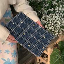 极简蓝色格子星形扁平保护套，兼容苹果第11代、第12代平板电脑，带笔槽，适用于Air 8 2026新款、Pro 11、Mini 7、可爱第10代、Air 7/6等11英寸平板电脑，男女通用。 - 藍色 - 查看 7