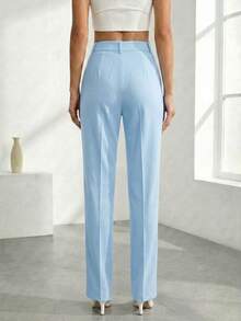 MODA MO, REF: AS1333-AS1291-3 Women's Tailored Pants, High Waist, With Pockets, Formal, Modern, Elegant, New Collection, Style, Comfortable, Quality Fabric, Sophisticated Look, Versatile, Casual, For Work, Occasional, Women's Fashion Piece, Contemporary Style, Available For Purchase Throughout The Country - 淺藍色 - 查看 8