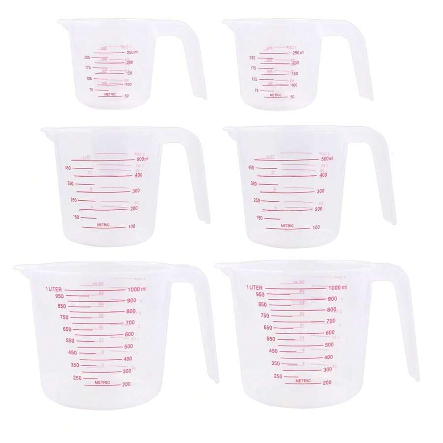 3pcs Measuring Cup Set, Household Plastic Measuring Cups, Transparent Graduated Cups, Small & Large Measurement Cups, Kitchen Baking Measurement Tool Set