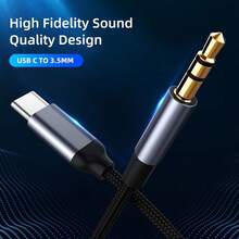 USB-C auf 3,5-mm-Audio-Hilfsanschluss-Kabel - Typ-C auf männlichen Lautsprecher-Adapter - Stereo-Audio-Verlängerungskabel - flaches Kabeldesign - weiches Audio-Kabel - Premium-Audio-Anschluss - langanhaltend - USB-C auf 3,5-mm-Konverter - kompatibel mit Ultra 20/10, Pro, Kopfhörerverlängerung, Mobilaudio-Setup, Autosound - Technikbegeisterte, Autoaudio-Fans - A - Übersicht 3