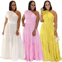 2026 Spring/Summer New European And American Linen Women's Dress, Elegant Solid Color Off-Shoulder Long Dress, Summer Outfits For Women, Vacation Outfits Women - 黃色 - 查看 2