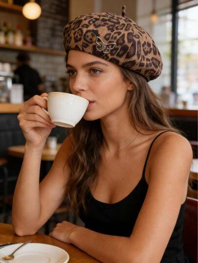 Mũ beret họa tiết da báo, chống gió, chống tia UV, thiết kế 3D, có thể gấp gọn, thời trang đa năng, kiểu dáng thanh lịch, mềm mại và thoải mái, thoáng khí, nhiều chức năng, tôn dáng, phù hợp cho bãi biển, hoạt động ngoài trời, du lịch, leo núi, đạp xe, hẹn hò và nhiều dịp khác.