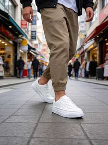 Zapatillas deportivas casuales y elegantes para hombres, versátiles para todas las estaciones - Blanco - Ver 5