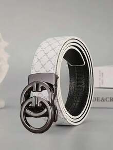 1pc Men's Letter Alloy Automatic Buckle Belt, Unique And Diverse Design, Suitable For High-End Business Occasions, Great For Daily Wear, Office Use, And Holiday Gifts - Multicolor - View 1