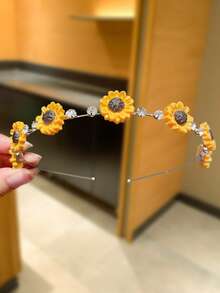 1 chiếc băng đô cài tóc hình hoa hướng dương đính đá cho nữ, kiểu Bohemian, phù hợp cho các dịp thường ngày, du lịch, Hawaii, nghỉ mát biển. - Nhiều màu - Xem 5