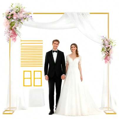2 x 2m Arcos para Decoracion D Globos, Estructura para Globos, Extraíble, con Base Acolchada. Arcos para Decoracion, Adecuado para Bodas, Fiestas de Cumpleaños, Eventos en El Jardín (Dorado)