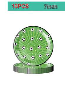 10 pièces Décorations de fête de football/soccer vert, set de vaisselle de fête d'anniversaire sur le thème du soccer pour 10 personnes - Multicolore - Voir 12