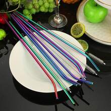 3/5/8 Stücke wiederverwendbare Regenbogen-Strohhalme passend für 40oz Becher, inklusive Reinigungsbürste, 304 Edelstahl extra lang geeignet für hohe Becher, verwendbar für Milchshakes/Eiskaffee/Eisgetränke, langanhaltend Becherzubehör, Partyartikel - Übersicht 5
