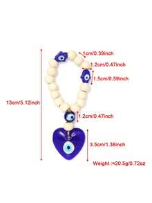 1pc Oil Drop Eye Keychain, Glass Heart & Star Shaped Pendant, Suitable For Bag, Car Decoration, Daily Use - Blue - View 12