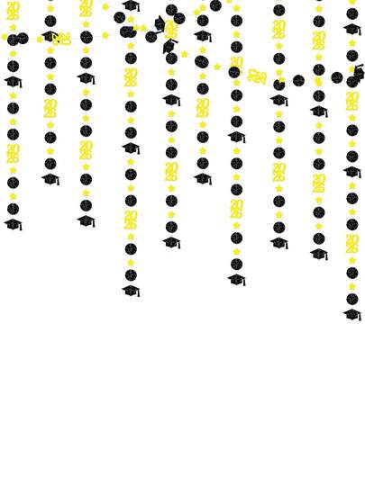 2M Glitter Paper Black Gold Purple Blue Graduation Garland Streamer 2026 Graduation Party Hanging Ornament Home Decor Favors