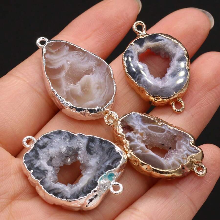 1 Piece Natural Stone Connectors Crystal Agates Charms Stone For Jewelry Making DIY Necklace Bracelets Handicrafts Accessories - 15x25-20x30mm - View 1