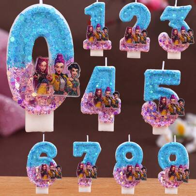 Hasbro 1pc Numeric Decoration Stick (0-9) With Cute Cartoon Stickers, Suitable As Theme Party Decor Gift For Fans