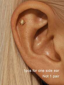 Set de 1/3 piezas de pendientes mini elegantes y de moda, pendientes de clip decorados con zirconia en forma de estrella, adecuados para festivales, vacaciones, fiestas, citas, regalos y uso diario - Multicolor - Ver 15