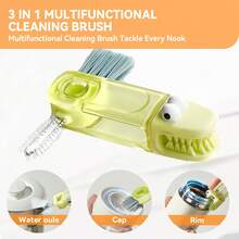 3-In-1 Cup Lid Crevice Cleaning Brush Set, Multi-Functional Bottle Cleaning Brush, Silicone Cup Lid Crevice Cleaner, Home Kitchen Crevice Cleaning Tool (Three Colors) - View 5