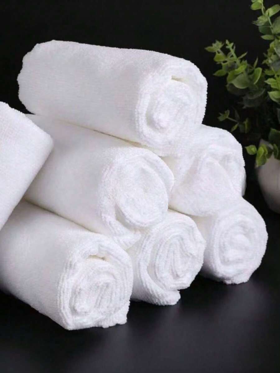 10pcs Reusable Microfiber Cleaning Cloths, Lint-Free White Towels For Kitchen, Car Detailing, And Bathroom Cleaning, Super Absorbent