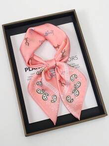 1 chiếc khăn bandana với họa tiết động vật hoạt hình tối giản, khăn quàng cổ dành cho nữ. - Nhiều màu - Xem 2