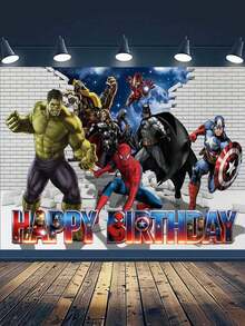 Phông nền Marvel 75*95cm dùng trang trí tiệc sinh nhật, banner chụp ảnh sinh nhật, phông nền tiệc bằng sợi polyester, trang trí đĩa giấy Avengers, khăn trải bàn và bộ đồ ăn siêu anh hùng, đồ dùng tiệc sinh nhật. - Nhiều màu - Xem 7