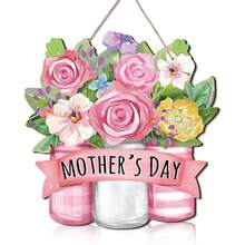 1 Stück "Beste Mama aller Zeiten" Blumenstrauß Acryl Hängeschild - Muttertags Geschenk Wanddekoration - Verschiedenfarbig - Übersicht 5